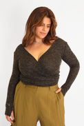 Wrap Top Black Women's Tops Cossac