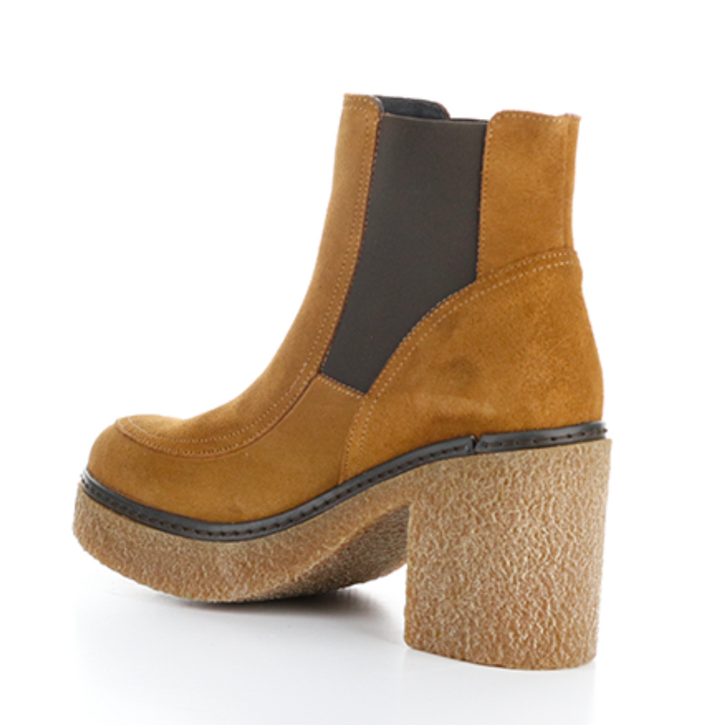 Women's fashion PAPIO CAMEL heeled suede waterproof bootie by Bos & Co 