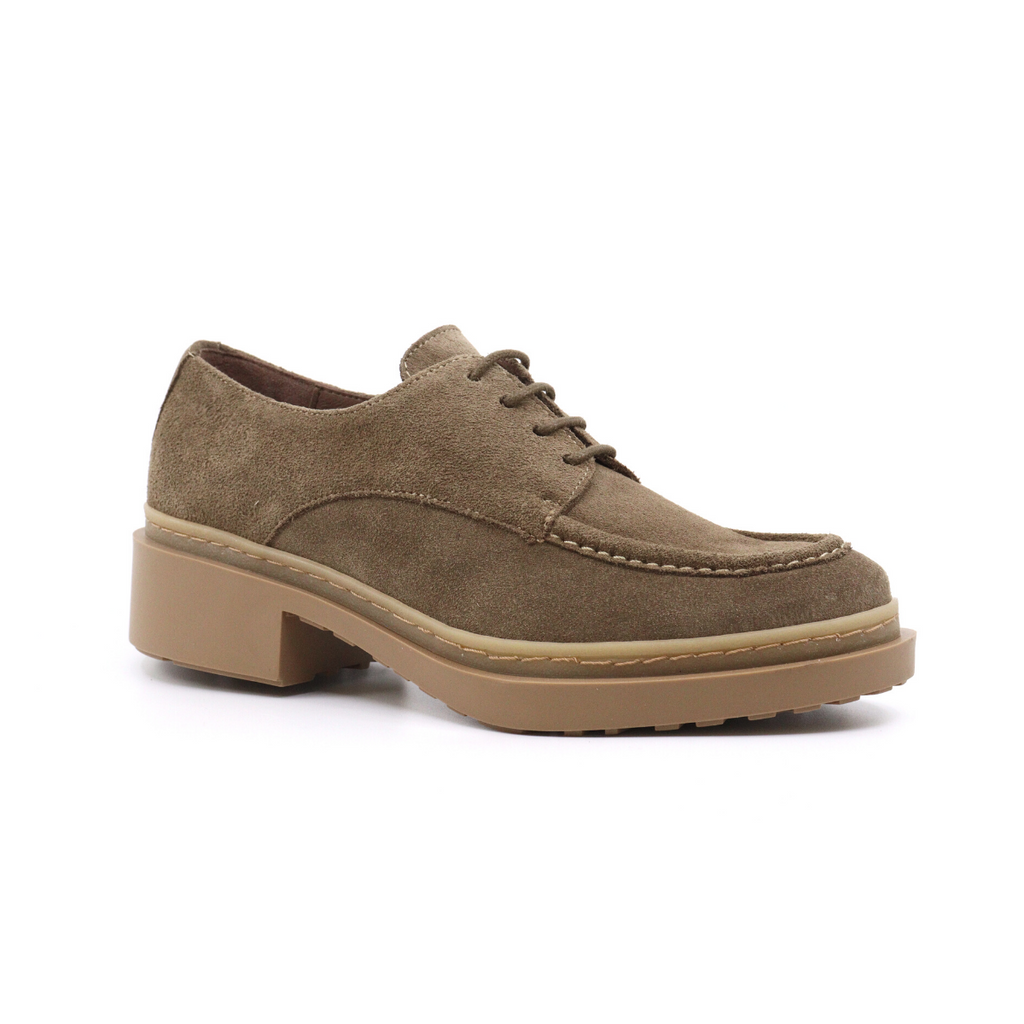 Women's taupe suede loafer oxford shoe LUXE TOPO by Wonders