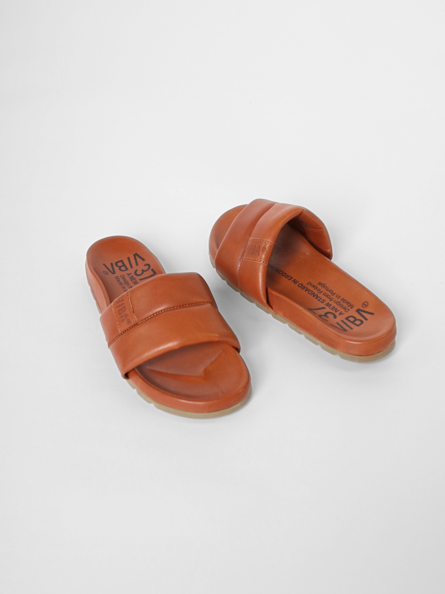 Porto Leather Cognac Brown Women's Sandals VIBAe