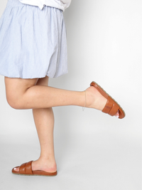 Porto Leather Cognac Brown Women's Sandals VIBAe