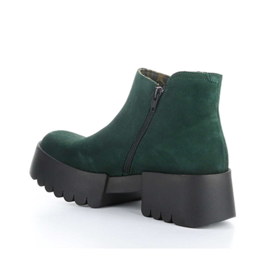 Women's platform chunky endo green forest boot by Fly London