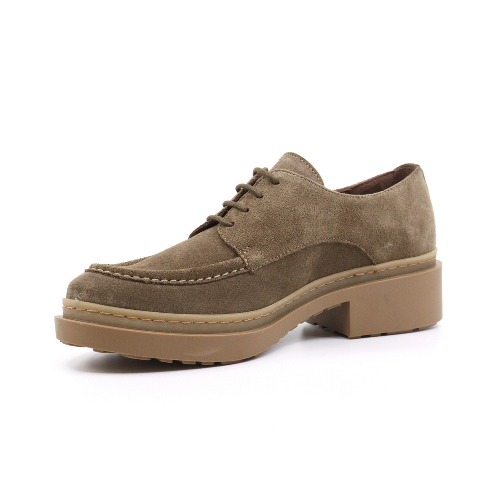 Women's taupe suede loafer oxford shoe LUXE TOPO by Wonders