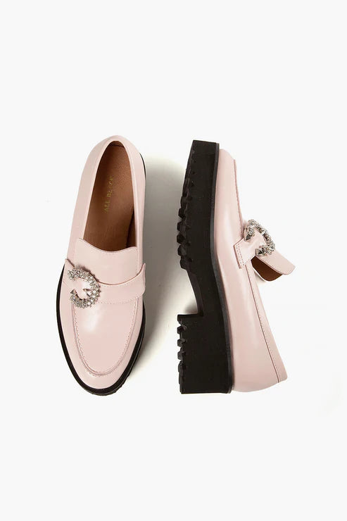 Women's soft pink leather loafer LADY BLING LOAFER PINK by ALL BLACK