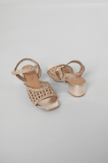 Wendi Pink Mix Woven Leather Women's Sandals Heels Bos & Co
