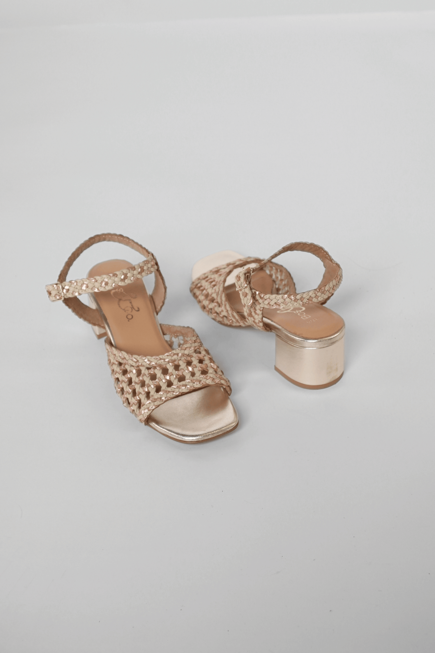 Wendi Pink Mix Woven Leather Women's Sandals Heels Bos & Co