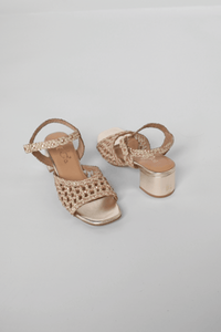 Wendi Pink Mix Woven Leather Women's Sandals Heels Bos & Co