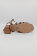 Wendi Tan Mix Woven Leather Women's Sandals Heels Bos & Co