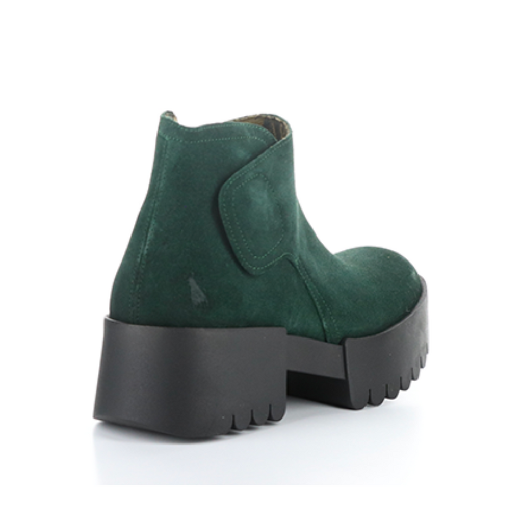 Women's platform chunky endo green forest boot by Fly London