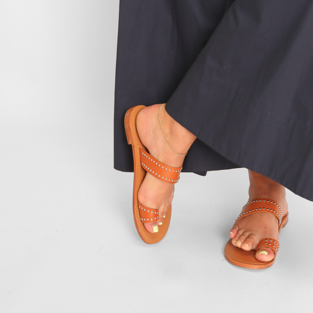 Amelie Tiny Stud Sandal Cognac Women's Sandals Free People