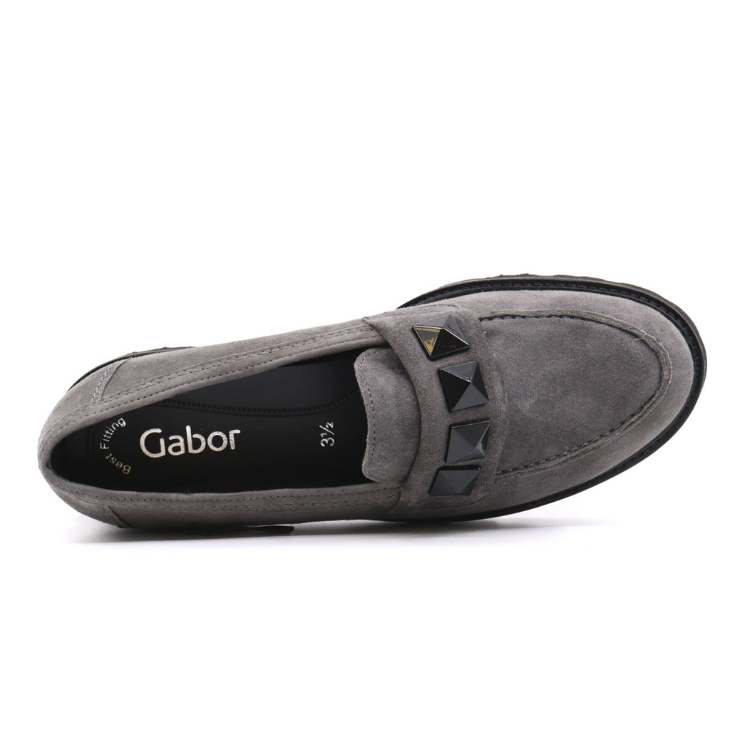 Women's grey suede studded loafer STUDDED LOAFER SOIL by GABOR