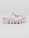 Cleopatra Bright White Vachetta Women's Sandals Platforms Bussola
