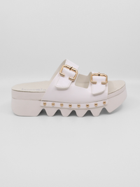 Cleopatra Bright White Vachetta Women's Sandals Platforms Bussola