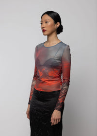 Mesh Long Sleeve Top Crimson Rust Women's Tops Esthé