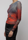 Mesh Long Sleeve Top Crimson Rust Women's Tops Esthé