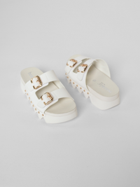 Cleopatra Bright White Vachetta Women's Sandals Platforms Bussola