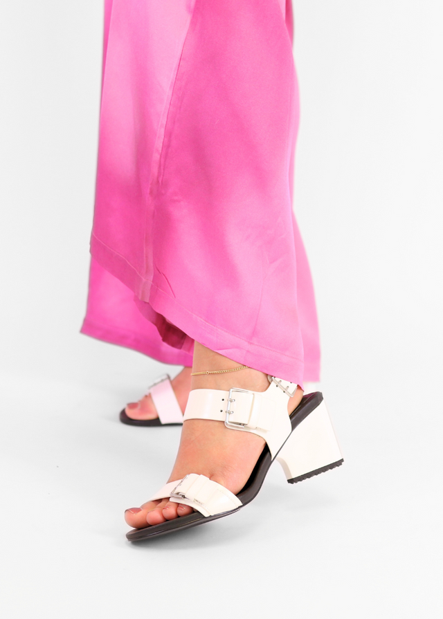 Mirror Senary White Women's Sandals Heels 4CCCCEES