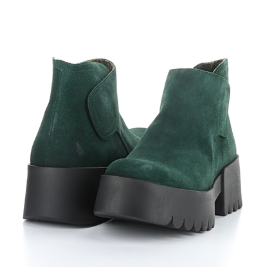 Women's platform chunky endo green forest boot by Fly London