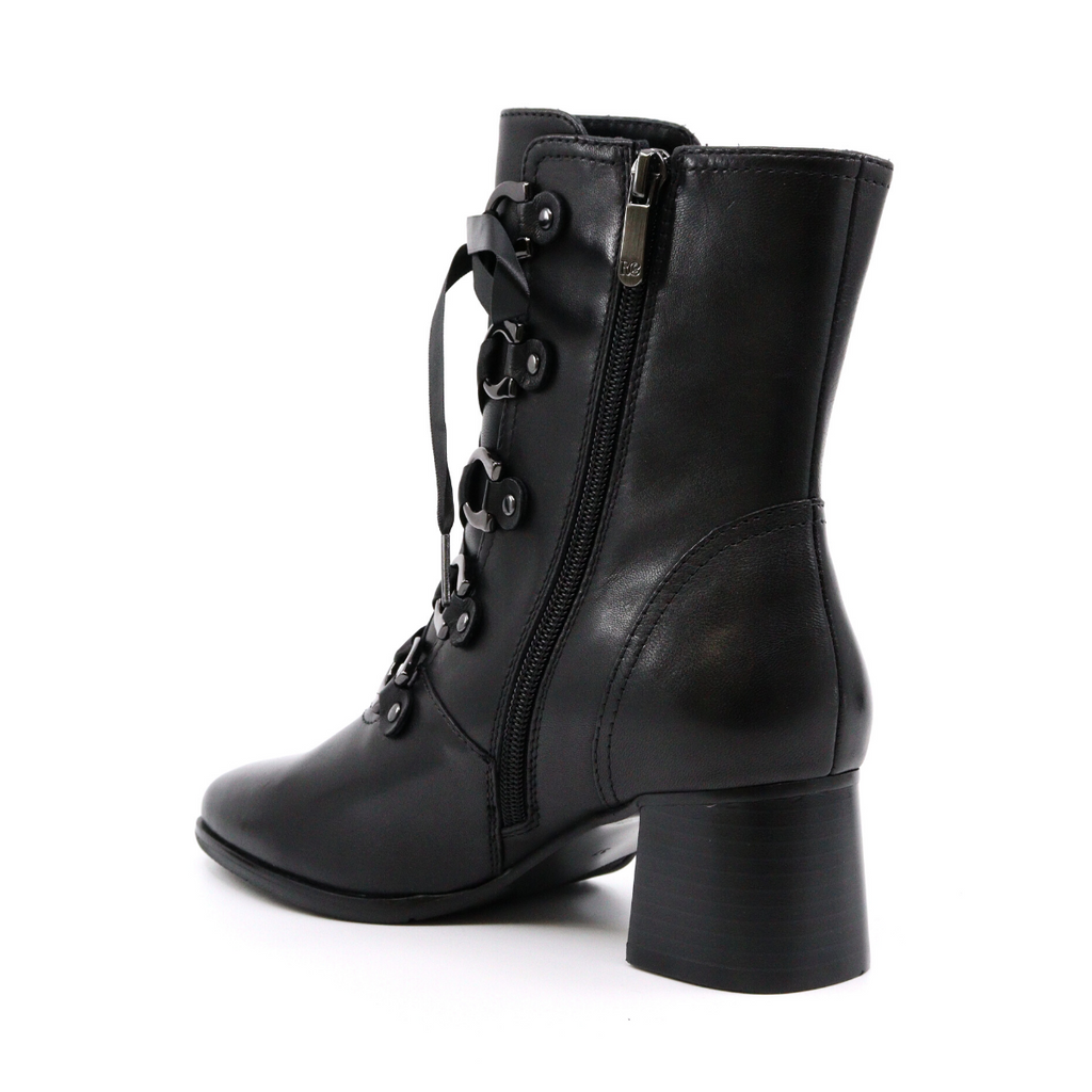 Women's heeled leather bootie INES DELICE BLACK by REGARDE Le CIEL