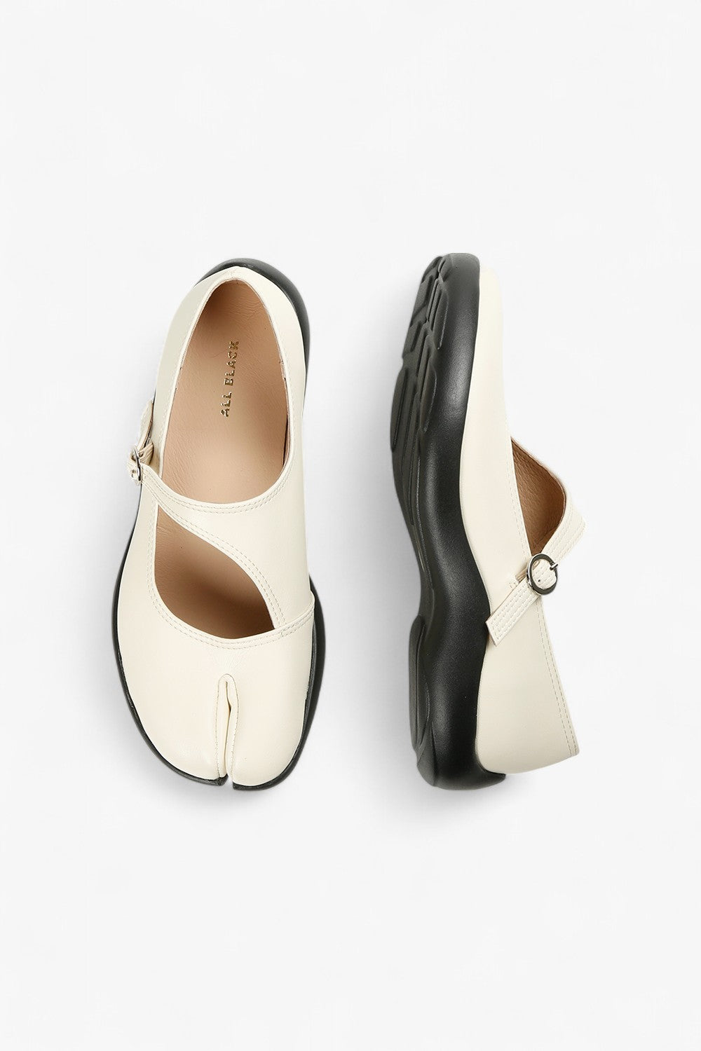 Split Toe Jane Beige Women's Shoes All Black