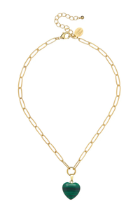 Audrey Heart Necklace Malachite