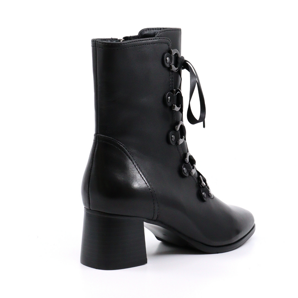 Women's heeled leather bootie INES DELICE BLACK by REGARDE Le CIEL