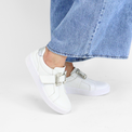 Brilliant Sneaker White Pebbled Leather Women's Sneakers Gabor    