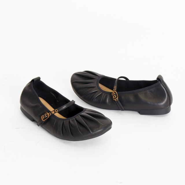 Mila Black Metallic Women's Shoes Flats Ayalla