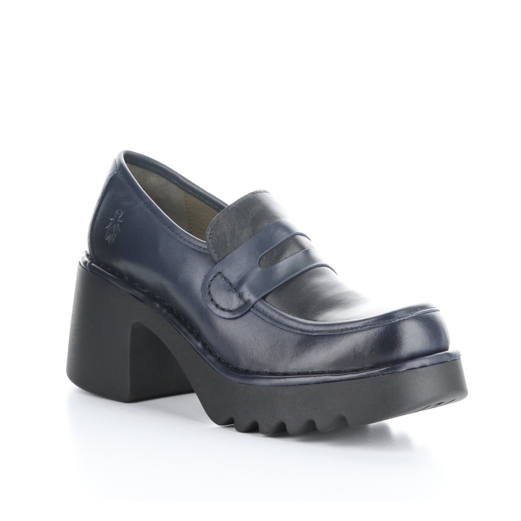 Women's heeled platform loafer MULY NAVY BLACK by FLY LONDON