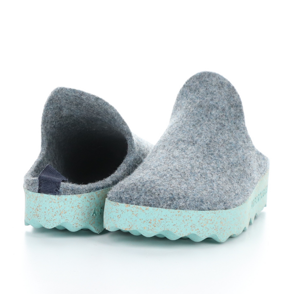 Women's sustainable Fall wool mule COME GREY BLUE by Asportuguesas