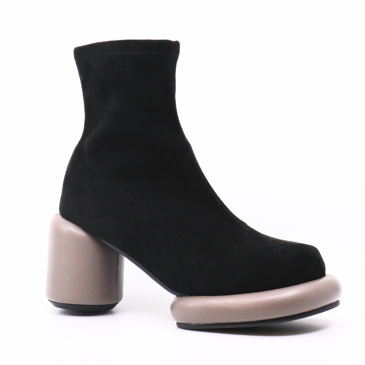 Mod Stretch Grey Women's Boots Heels All Black    