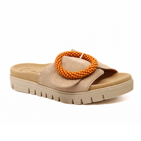 Beaded Buckle Sandal Caramel Women's Sandals Gabor    