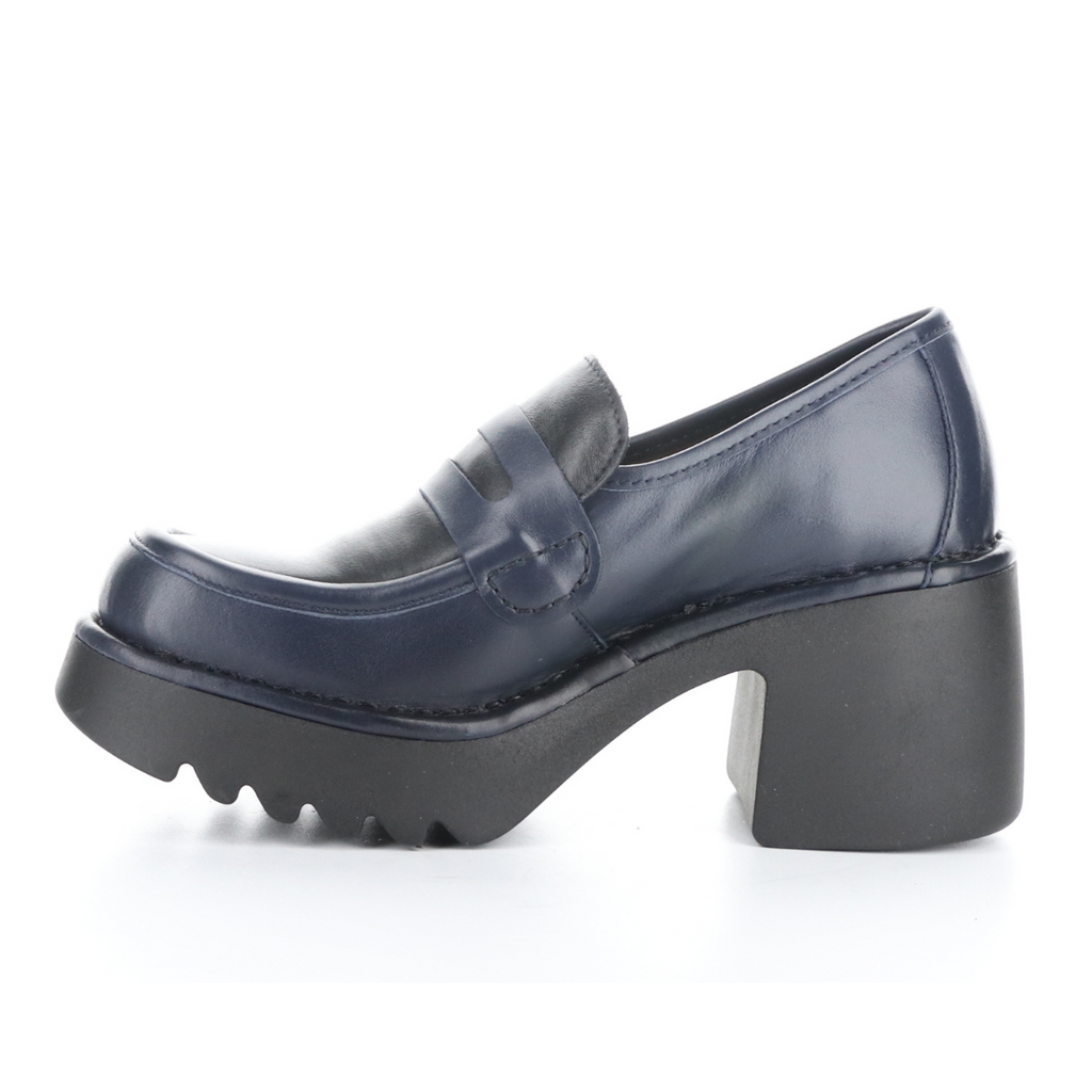 Women's heeled platform loafer MULY NAVY BLACK by FLY LONDON