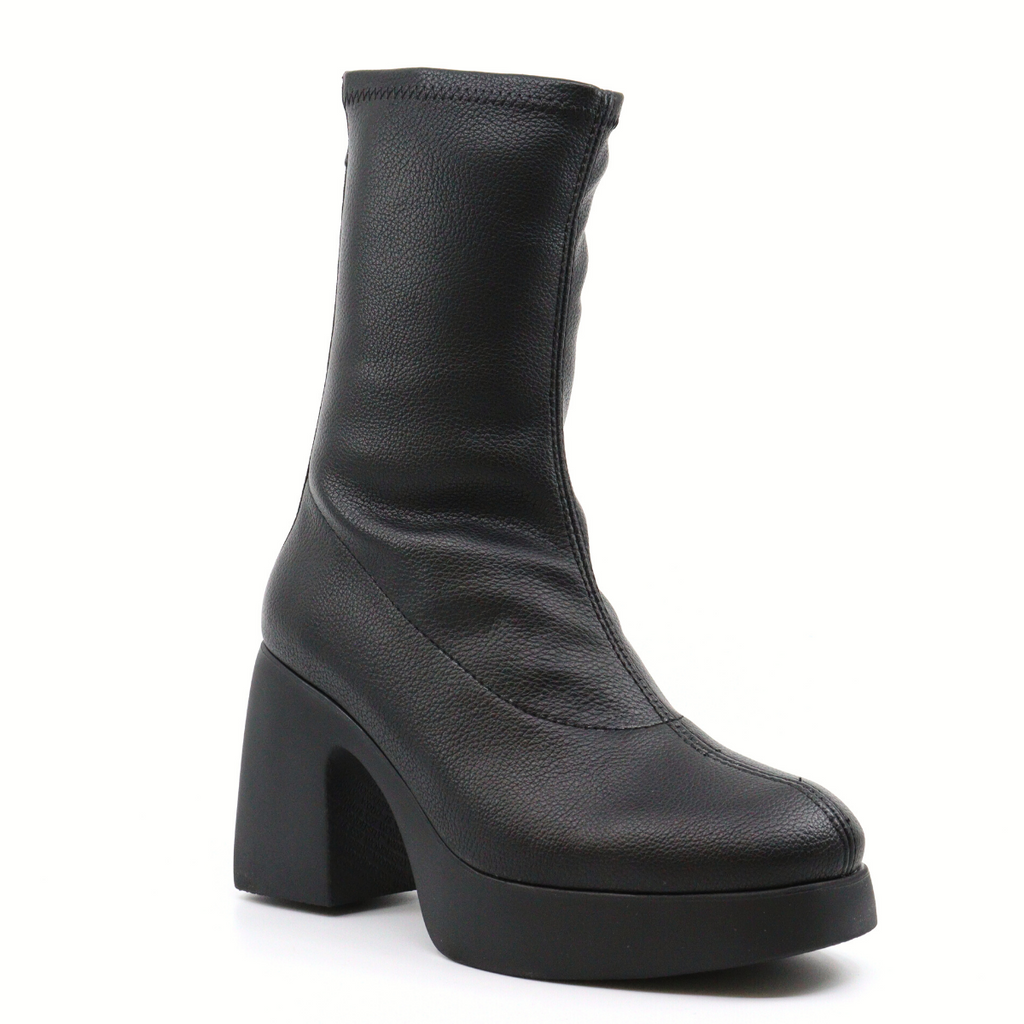 Women's block heel ankle boot CAMELUS STRETCH BLACK by Wonders