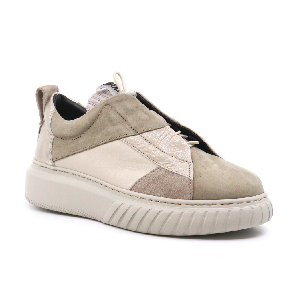 Women's platform Italian slip on sneaker shoe LIBI NABUK STONE by Andia Fora