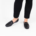 Cannes Black Leather Women's Shoes Loafers Ateliers    