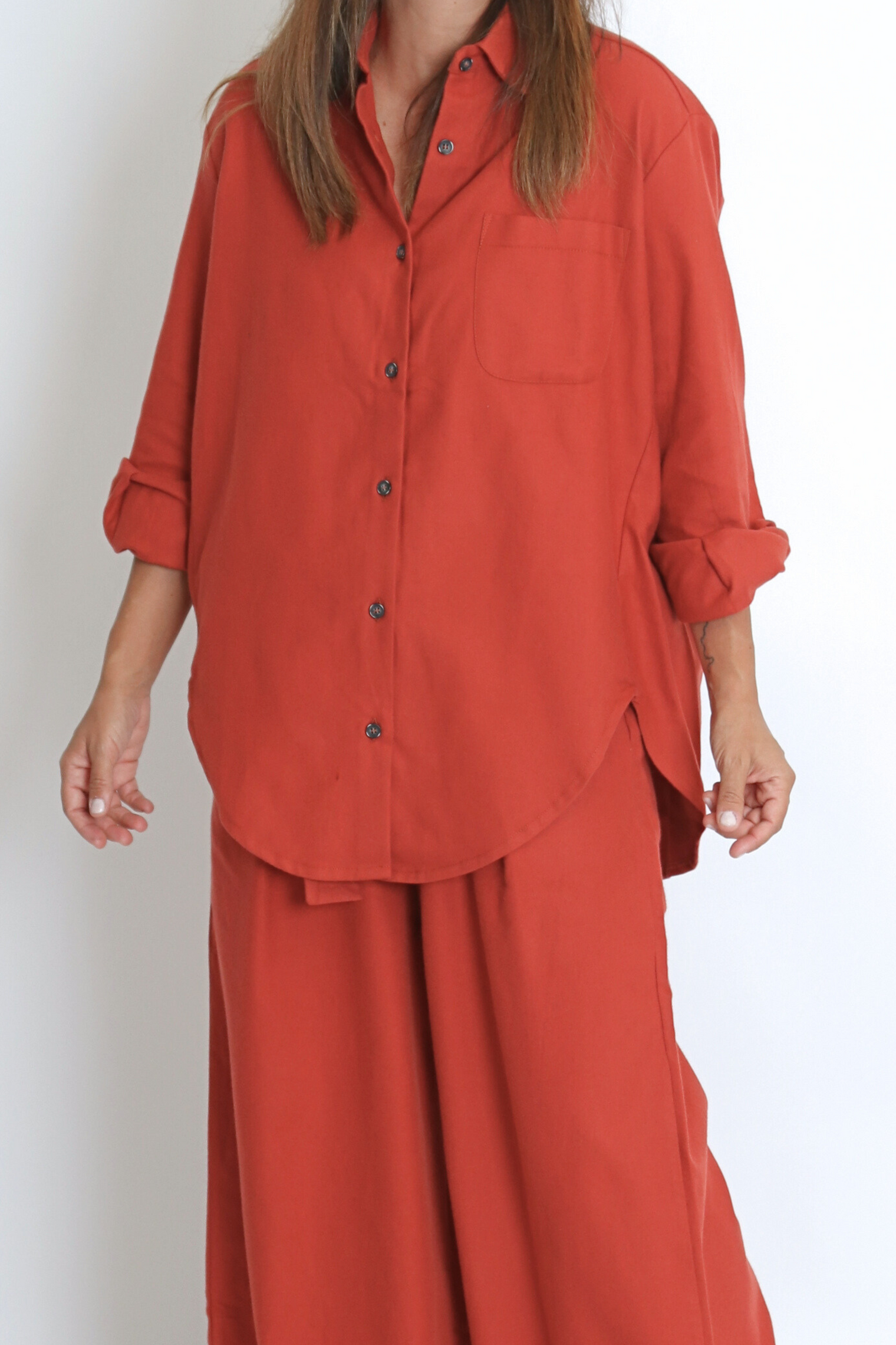 Wide Shirt Rust Women's Tops Cossac