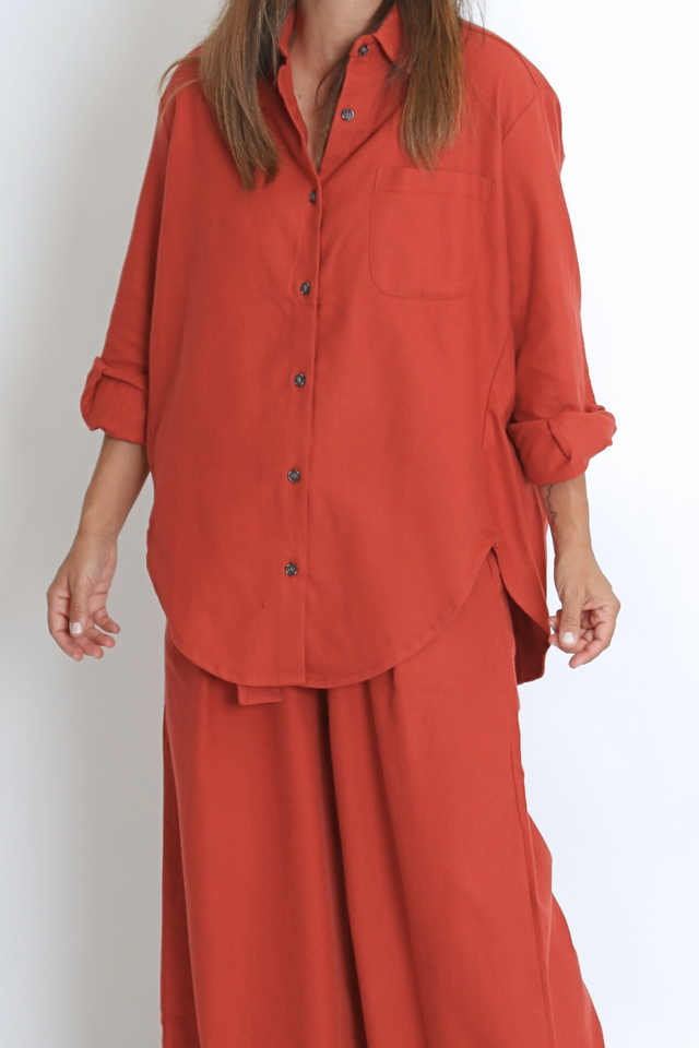 Wide Shirt Rust Women's Tops Cossac