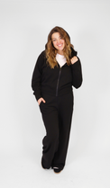 Zip-Up Hoodie Black Women's Tops MILA