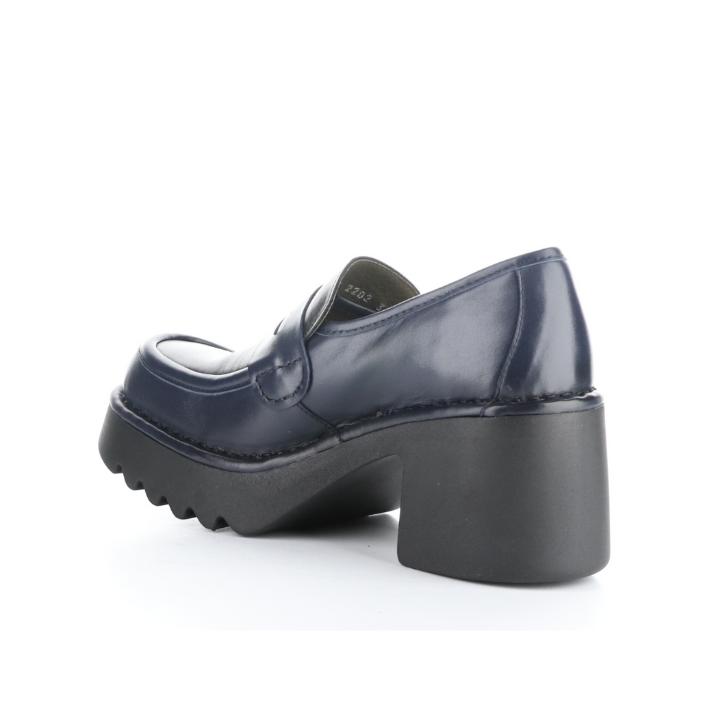 Women's heeled platform loafer MULY NAVY BLACK by FLY LONDON