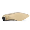 Women's kitten heel leather and suede pump OVAL KITTEN PUMP GOLD by All Black