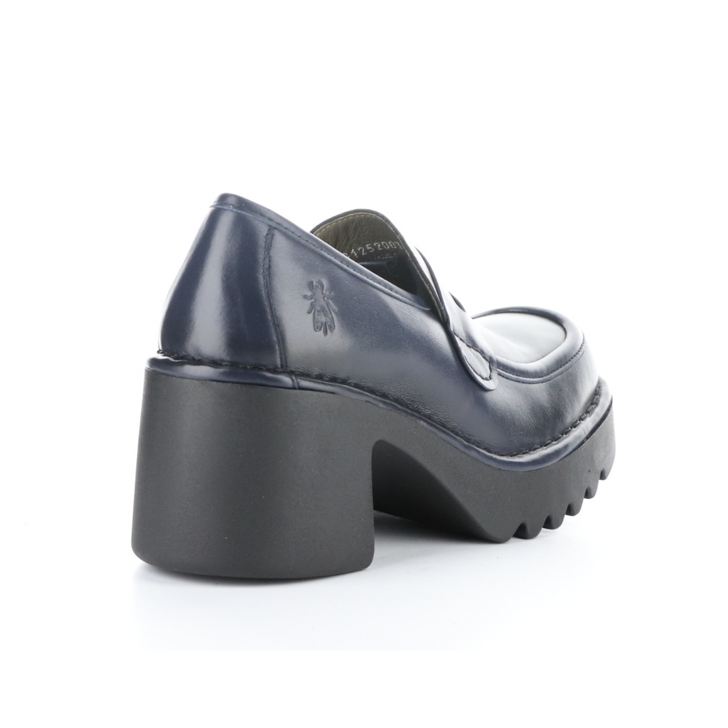 Women's heeled platform loafer MULY NAVY BLACK by FLY LONDON