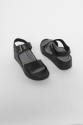 Ariel Black Women's Sandals Platforms Aetrex