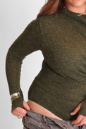 Drape Bodysuit Khaki Green Women's Tops Cossac