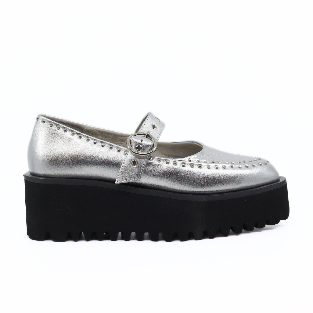 Pin Stud MJ SIlver Women's Shoes Platforms All Black