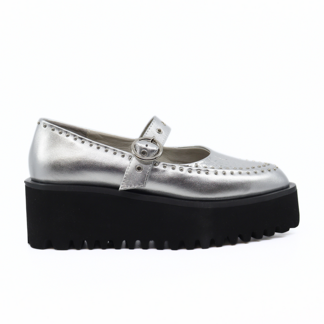 Pin Stud MJ SIlver Women's Shoes Platforms All Black