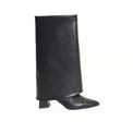 Maralyn Foldover Black Women's Boots Heels Bianco