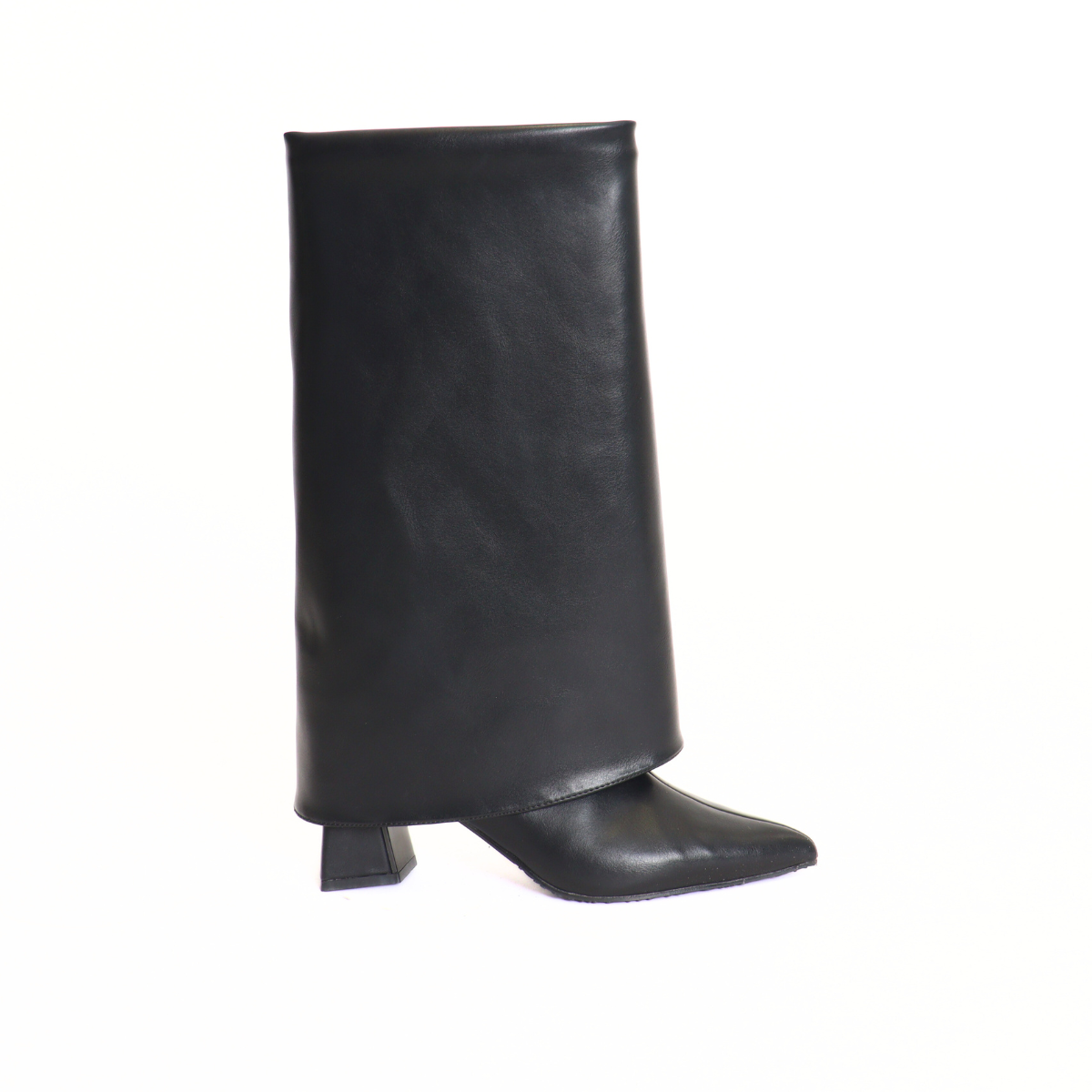 Maralyn Foldover Black Women's Boots Heels Bianco