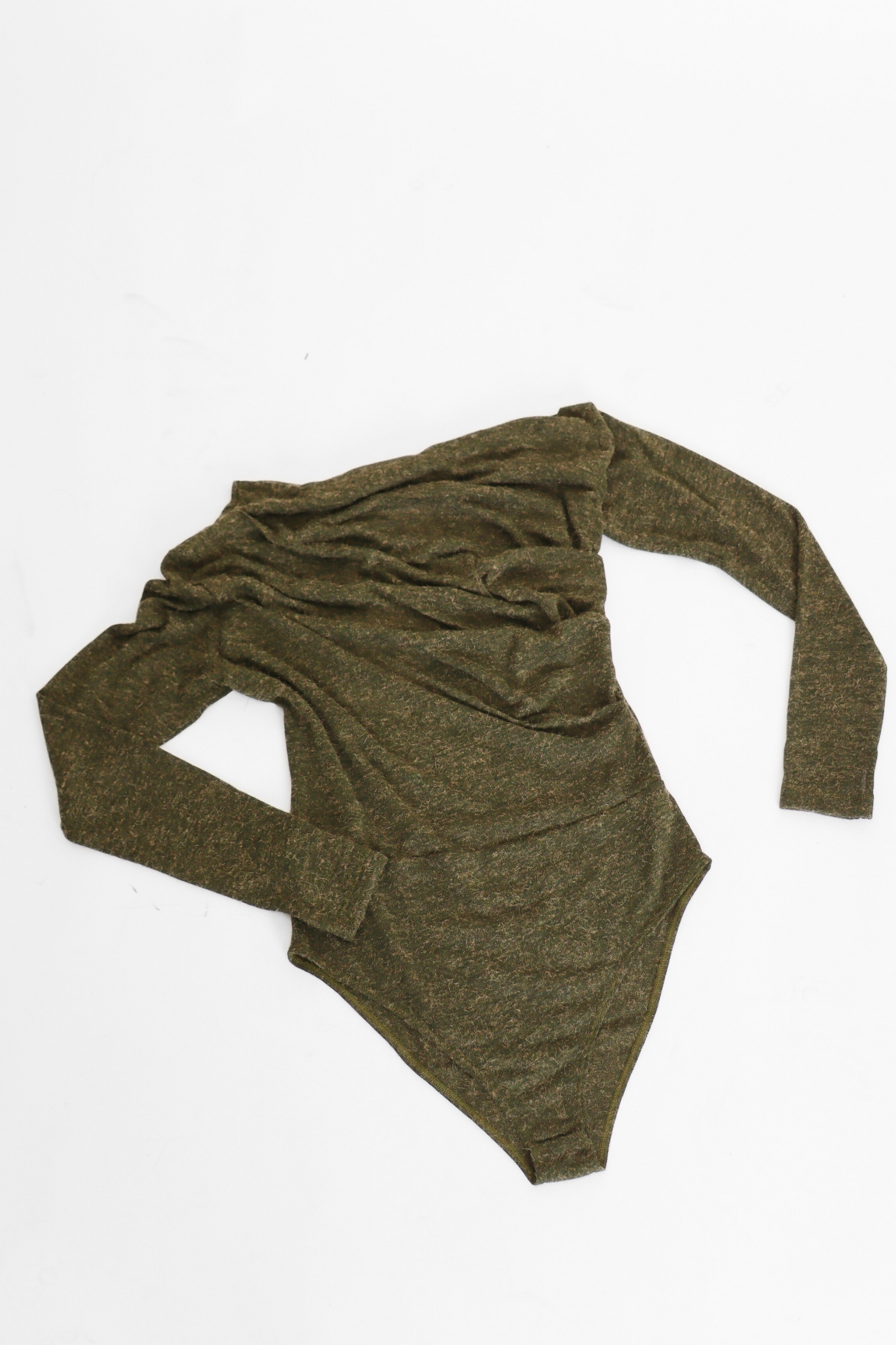 Drape Bodysuit Khaki Green Women's Tops Cossac