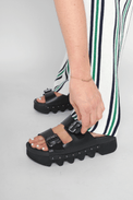 Cleopatra Black Vachetta Women's Sandals Platforms Bussola